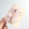 Haarspangen-Set mit rosa Gaze-Schleifen und goldenem Glitzer für Mädchen, 2 Stück - Hellrosa