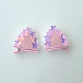 Détail des pinces à cheveux oreilles de chat rose pailletées avec fleurs en sequins - Style Oreilles de Chat en Feutre / Paire de Pinces Oreilles de Chat Roses