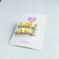 Barrettes à cheveux roses jaunes faites main pour filles avec texture 3D tissée - Paire Jaune