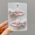 Rosa Glitzer-Schmetterling Haarspangen mit kleinen Strasssteinen für Mädchen Set - BB-Haarclips / Silber Weiß Rosa