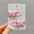 Zwei rosa Glitzer-Schmetterlings-Haarspangen für Mädchen mit Strass-Details - BB-Haarclips / Rosa & Rosarot