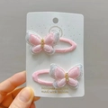 Rosa Glitzer-Schmetterling Haarklammern mit Strasssteinen für Mädchen Haarschmuck - BB-Haarclips / Rosa und Silberweiß