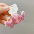Glitzernde rosa Schmetterlings-Haargummis mit Strass für Mädchen, Paar in Verpackung - Haargummi / Rosenlila und Rosa