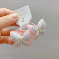 Rosafarben und Silber Glitzer Schmetterling Haargummis mit Strasssteinen für Mädchen - Haargummi / Silber Weiß Rosa