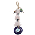 Decorazione da parete malocchio in vetro blu con corda di canapa e rete rosa - Decorazione Sospesa Occhio Turco (BE1324BU00)