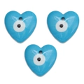 Tres colgantes de ojo turco azul en forma de corazón con textura de mármol para DIY - Colgante Azul Forma de Corazón (BT669GD02)