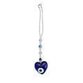 Portachiavi cuore Malocchio blu con perline di cristallo e chiusura per auto - Stile Cuore Blu (BE1332BU01)