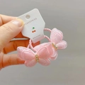Rosa Glitzer-Schmetterling Haargummis für Mädchen mit funkelnden Strasssteinen - Haargummi / Rosa