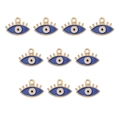 Set de 10 dijes de ojo turco azul con chapado en oro y pestañas para creación de joyas DIY - BT691GD01