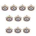 Set de diez colgantes de ojo turco dorados con esmalte azul y cristales para joyas - BT691GD04