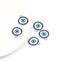 Set of five silver evil eye enamel charms for DIY jewelry making and necklace pendants - Silver