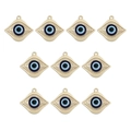 Set di 10 ciondoli occhio del diavolo dorati con smalto blu per collane fai da te - BT692GD03