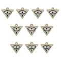 Set di 10 ciondoli triangolari malocchio dorati con smalto colorato per gioielli fai-da-te - BT693GD01