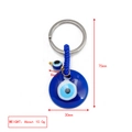 Detailed view of evil eye keychain with dimensions 75mm length and 10g weight - Blue White Eye Pattern Bead (BE1363BU28)