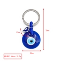 Detailed size measurement chart of the blue evil eye keychain with technical dimensions - Blue Heart Eye Charm Style (BE1363BU29)