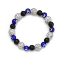 Blauwe Evil Eye armband met matzwarte kralen en sprankelende strasstenen bedelbal - Blauw