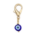 Blauer Glas-Anhänger Böser Blick mit goldenem Karabinerverschluss für Schlüsselanhänger - Tiefblauer Augenanhänger (BE1367BU01)
