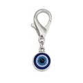 Vista detallada del llavero de ojo turco con colgante de esmalte azul y cierre plateado - Ojo Turco Redondo Mediano (BE1368SR03)