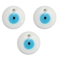 Tres cuentas circulares de cerámica de ojo turco para hacer joyas DIY en azul - Colgante Redondo Blanco (BT670GD01)