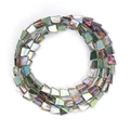 Macro shot of colorful iridescent trapezoid glass beads with metallic rainbow coating - Iridescent Aurora Style (BT752GD03) / 1 Strand (Approx. 82 Pcs)
