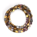Detailed view of irregular geometric glass beads with metallic gold and iridescent purple coating - Gold Purple Two-Tone Style (BT752GD04) / 1 Strand (Approx. 82 Pcs)