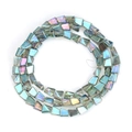Detailed macro view of iridescent geometric glass beads for DIY jewelry making - Iridescent Geometric Style (BT752GD06) / 1 Strand (Approx. 82 Pcs)