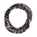 Macro view of irregular black faceted glass beads with rainbow AB electroplated coating - Shiny Black AB (BT751GD05)