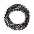 Close-up of irregular black faceted glass beads with iridescent AB coating for DIY jewelry - Black Iridescent Style (BT753GD04) / 1 Strand (Approx. 82 Pcs)