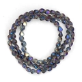Detailed view of iridescent faceted glass beads with metallic blue and purple plating - Dark Gray Iridescent (BT751GD10)