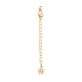 Close-up of gold extension chain with lobster clasp and textured flower pendant charm - Five-petal Flower Charm (BT759GD06)