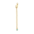Detail of gold lobster clasp chain with a turquoise-colored round bead ornament - Turquoise Bead Charm (BT759GD07)