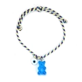Handgewebtes, verstellbares Armband mit blauem Gummibärchen und Evil-Eye-Anhänger - Blau