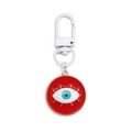 Red enamel Evil Eye keychain pendant with white D-ring buckle for car keys - Red (BE1286RD00)