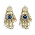 Ciondolo Mano di Fatima dorata e Occhio del Male con dettaglio blu per gioielli DIY - BT694GD01