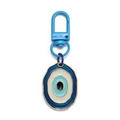 Portachiavi occhio blu con bordi dorati e chiusura a moschettone azzurra di stile - Ovale Blu Scuro (BE1287BU00)