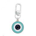 Portachiavi malocchio con design quadrato in smalto blu e clip in metallo bianco - Occhio Tondo Bianco (BE1288WH00)
