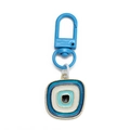 Portachiavi occhio greco smaltato blu con ciondolo quadrato e chiusura a moschettone - Quadrato Blu (BE1289BU00)