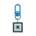 Portachiavi occhio blu quadrato con chiusura azzurra e pendente geometrico smaltato - Quadrato Geometrico Blu Scuro (BE1290BU00)