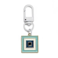 Portachiavi quadrato Evil Eye verde menta con moschettone in metallo bianco - Quadrato Geometrico Celeste (BE1290LBU00)