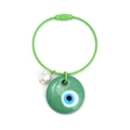 Detalle del llavero de ojo turco verde con perla barroca en un anillo de acero - Estilo de Anillo de Alambre de Acero / Ojo Turco Redondo Verde (BE1434GN00)