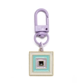 Portachiavi occhio greco quadrato viola con intarsio in smalto e chiusura a moschettone - Quadrato Geometrico Viola (BE1290PU00)