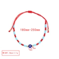 Detailed view of adjustable evil eye red string bracelet with bead size specifications - Red Rope Blue Crystal Main Bead Style (BE1427MI02)