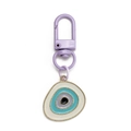 Portachiavi malocchio con chiusura a moschettone viola e ciondolo in smalto blu - Irregolare Viola (BE1291PU00)