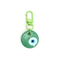 Primer plano del llavero de ojo turco verde con textura de mármol y cierre de mosquetón - Estilo de Cierre de Metal / Ojo Turco Redondo Verde (BE1441GN00)