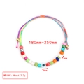 Detailed size view of Evil Eye beaded bracelet with adjustable woven rope and measurements - Colorful Rope Cylindrical Beads Style (BE1427MI06)