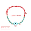 Close-up of adjustable red cord Evil Eye bracelet with beads and dimension details - Red Rope Light Blue Faceted Beads Style (BE1427MI10)