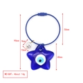 Dimensiones detalladas del llavero estrella ojo turco azul con perla y oro - Estilo de Anillo de Alambre de Acero / Ojo Turco Estrella Azul (BE1437BU00)