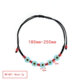 Detail of adjustable black woven Evil Eye bracelet with red beads and 6mm blue glass - Black Rope Five Eyes Style (BE1427MI13)