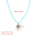 Detailansicht der Evil Eye Perlenkette mit Anhängermaßen und Produktgewicht-Informationen - Hellblaue Perlen Mit Strass Evil Eye Anhänger Halskette (BE1448MI04)