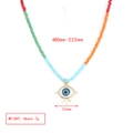 Detail of colorful seed bead necklace with gold evil eye pendant and measurement text - Colorful Seed Beads With Eyelash Evil Eye Pendant Necklace (BE1448MI08)